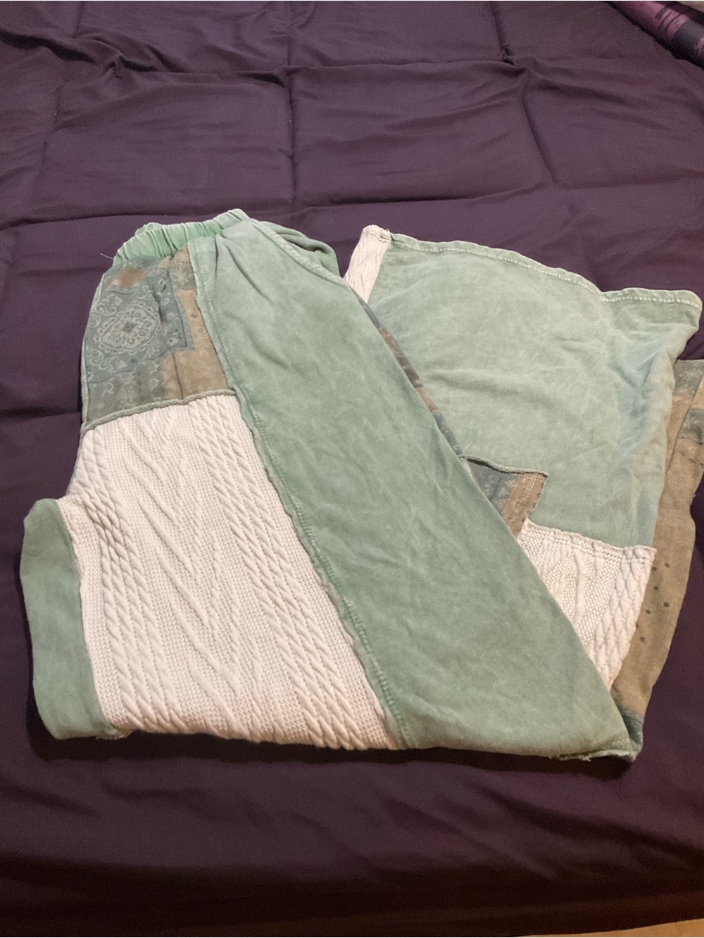 J. Her patchwork and knit wide leg pants - Picture 2 of 5